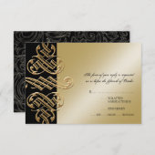 ヴィンテージプリンターオーナメントの渦巻RSVPの応答カード 出欠カード (正面/裏面)