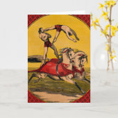 ヴィンテージプリントのバレーバックライダーがスタントを完成 カード (黄色い花)