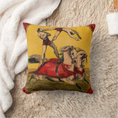 ヴィンテージプリントのバレーバックライダーがスタントを完成 クッション (ブランケット)