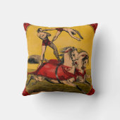 ヴィンテージプリントのバレーバックライダーがスタントを完成 クッション (裏面)