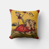 ヴィンテージプリントのバレーバックライダーがスタントを完成 クッション (正面)