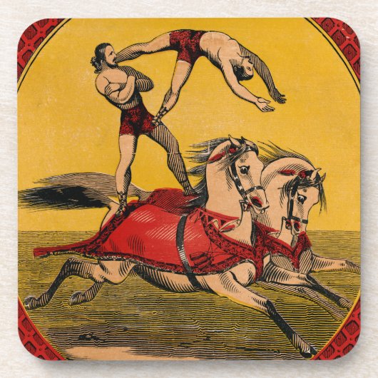 ヴィンテージプリントのバレーバックライダーがスタントを完成 コースター (正面)