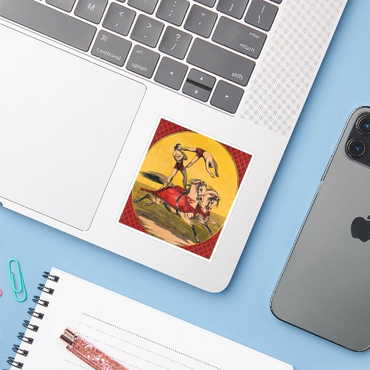 ヴィンテージプリントのバレーバックライダーがスタントを完成 シール (ノートパソコンとiPhone)