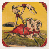 ヴィンテージプリントのバレーバックライダーがスタントを完成 スクエアペーパーコースター (正面)