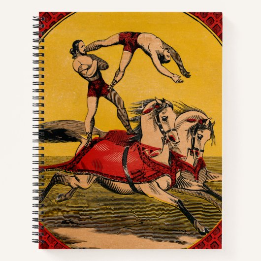 ヴィンテージプリントのバレーバックライダーがスタントを完成 ノートブック (正面)