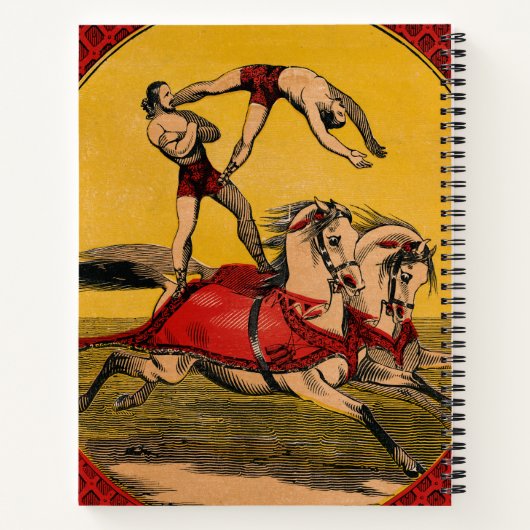 ヴィンテージプリントのバレーバックライダーがスタントを完成 ノートブック (裏面)