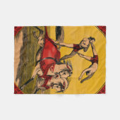 ヴィンテージプリントのバレーバックライダーがスタントを完成 フリースブランケット (正面(横))