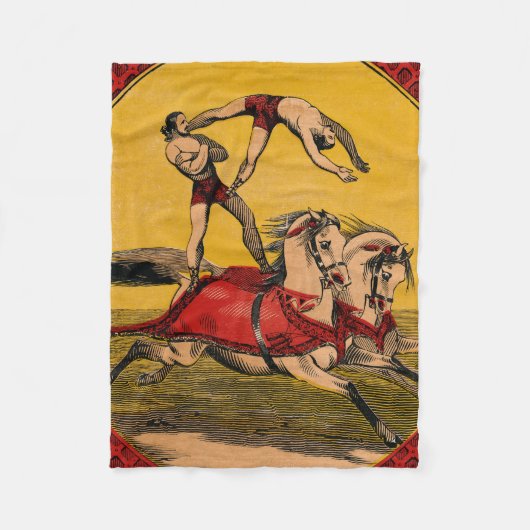 ヴィンテージプリントのバレーバックライダーがスタントを完成 フリースブランケット (正面)