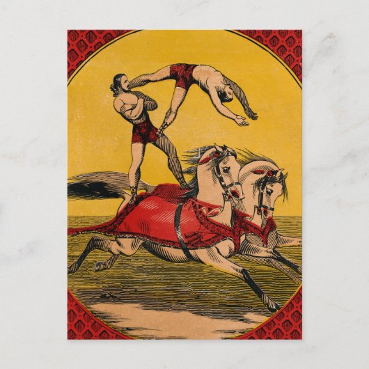 ヴィンテージプリントのバレーバックライダーがスタントを完成 ポストカード (正面)
