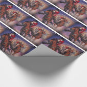 ヴィンテージプリントカウボーイサンタのクリスマスギフトラップ ラッピングペーパー (角)