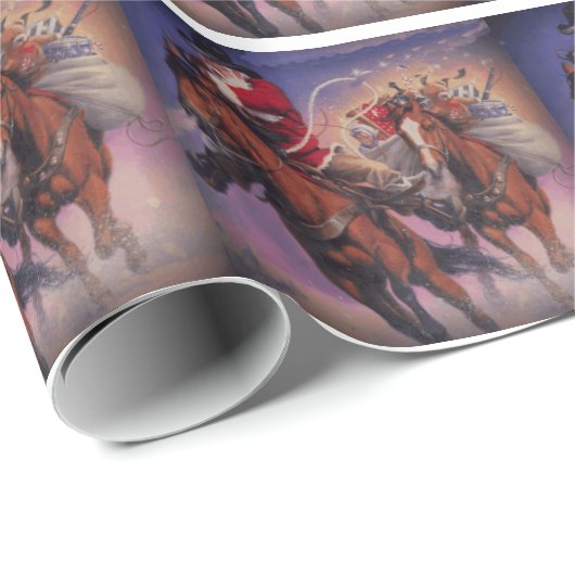 ヴィンテージプリントカウボーイサンタのクリスマスギフトラップ ラッピングペーパー (ロールコーナー)