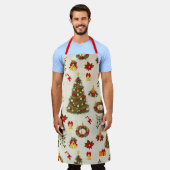 ヴィンテージプリントクリスマスエプロン エプロン (着用した状態)