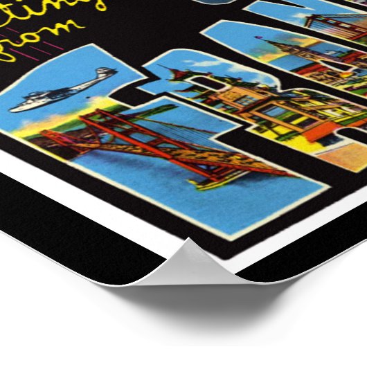 ヴィンテージプリントグリーティングサンフランシスコカリフォルニア ポスター (角)