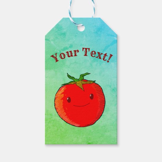 ヴィンテージプリントスタイルかわいい漫画トマト ギフトタグ (正面)