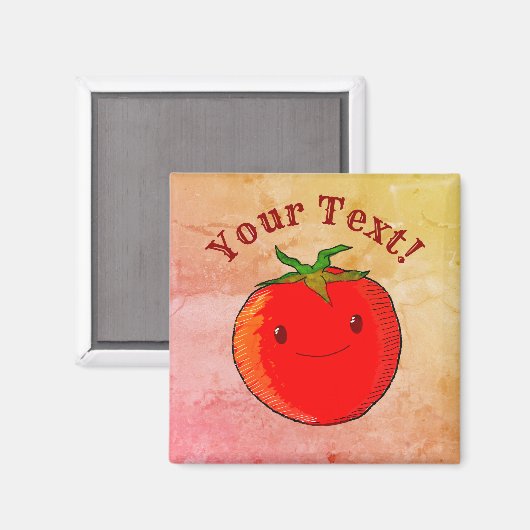 ヴィンテージプリントスタイルかわいい漫画トマト マグネット (正面/裏面)