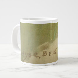 ヴィンテージプリントマグカップ、骨中国、bY #Mmetropolim ジャンボコーヒーマグカップ