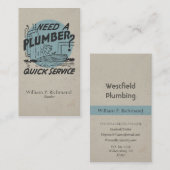 ヴィンテージプルマーボートブルーとレトロサークル 名刺 (正面/裏面)