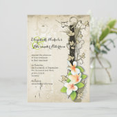 ヴィンテージプルメリアとアイビーカスタムベージュ結婚ズ 招待状 (スタンド正面)