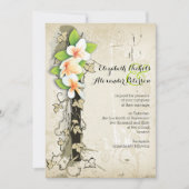 ヴィンテージプルメリアとアイビーカスタムベージュ結婚ズ 招待状 (正面)