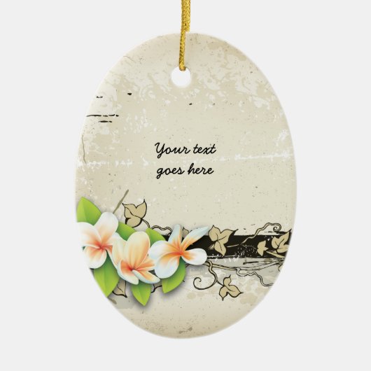ヴィンテージプルメリアとアイビーグランジカスタムオーナメント セラミックオーナメント (正面)