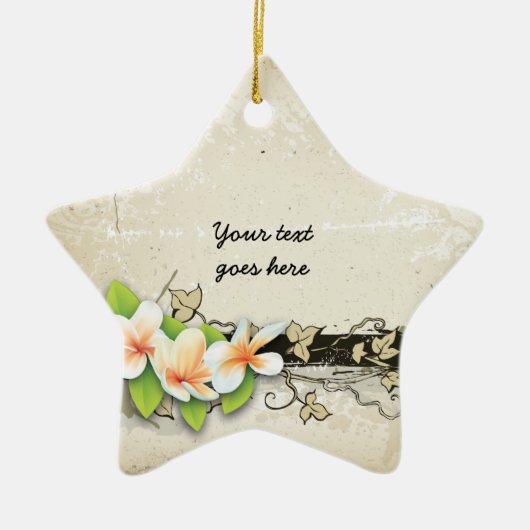 ヴィンテージプルメリアとアイビーグランジカスタムオーナメント セラミックオーナメント (正面)