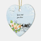 ヴィンテージプルメリアとアイビーブルーグランジオーナメント セラミックオーナメント (左)