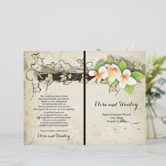 ヴィンテージプルメリアとアイビーージュウェディングプログラム (スタンド正面)