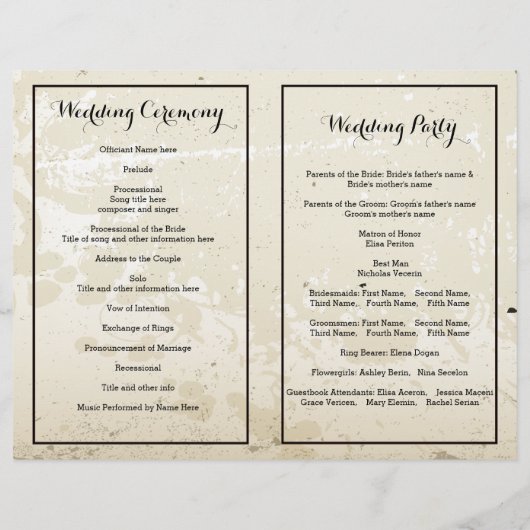 ヴィンテージプルメリアとアイビーージュウェディングプログラム (裏面)