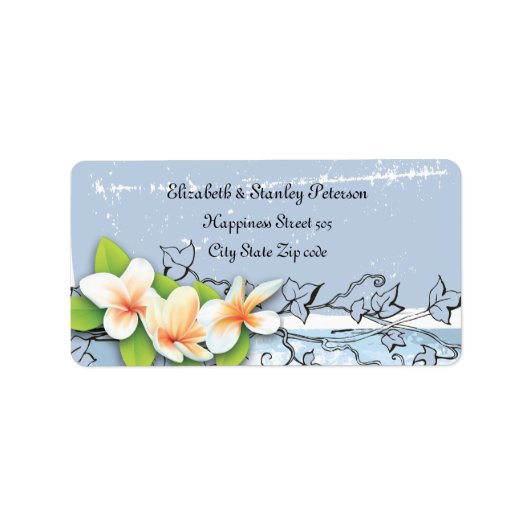ヴィンテージプルメリアアイビーブルー結婚ホワイトのラベル ラベル (正面)