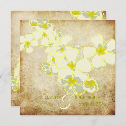 ヴィンテージプルメリアレイ/DIY招待状 招待状 (正面/裏面)