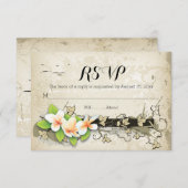 ヴィンテージプルメリア&アイビーゲウェディングRSVP 出欠カード (正面/裏面)