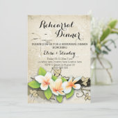 ヴィンテージプルメリア&アイビー結婚のリハーサルディナー 招待状 (スタンド正面)