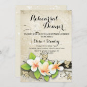 ヴィンテージプルメリア&アイビー結婚のリハーサルディナー 招待状 (正面/裏面)