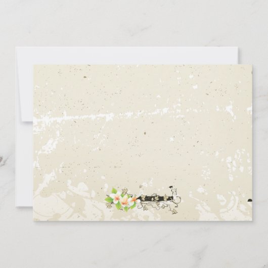 ヴィンテージプルメリア、ツタ結婚ベージュのカップルのシャワー 招待状 (裏面)