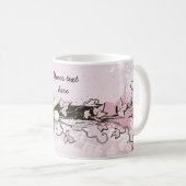 ヴィンテージプルメリア/フランジパニとアイビーピンクマグ コーヒーマグカップ (正面右)