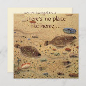 ヴィンテージプレイスフィッシュおもしろい、引っ越し祝いパーティーパーティー 招待状 (正面/裏面)