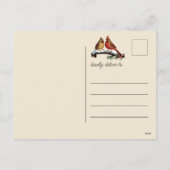 ヴィンテージプレイドクリスマス(鳥)ショウジョウコウカンチョウバーズレッド シーズンポストカード (裏面)