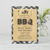 ヴィンテージプレイドピグローストBBQバースデーパーティー 招待状 (スタンド正面)