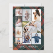ヴィンテージプレイドレトロメリークリスマスコラージュ写真 シーズンカード (正面)