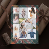 ヴィンテージプレイドレトロメリークリスマスコラージュ写真 シーズンカード