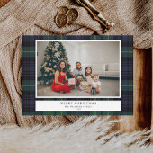 ヴィンテージプレイド海軍の写真クリスマス シーズンカード