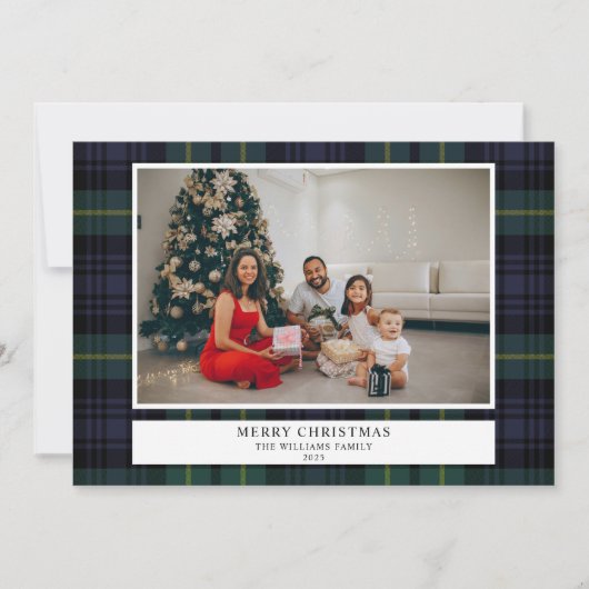 ヴィンテージプレイド海軍の写真クリスマス シーズンカード