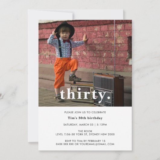 ヴィンテージプレイド30th誕生日フォト招待状 招待状 (正面)