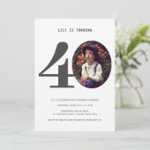 ヴィンテージプレイド40歳の誕生日フォト招待状 招待状 (スタンド正面)