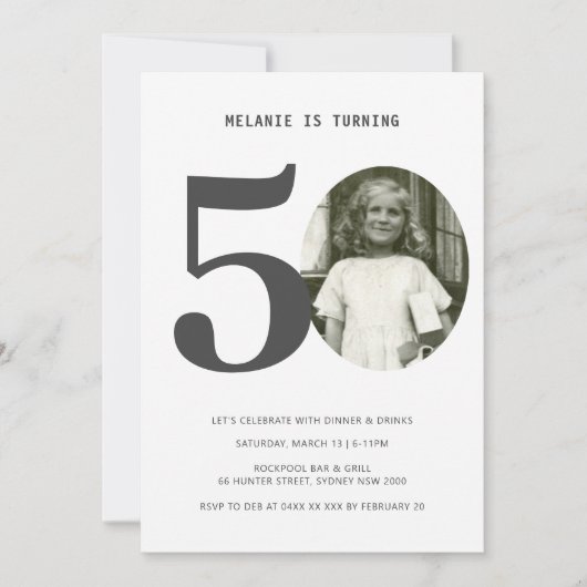 ヴィンテージプレイド50誕生日写真招待状 招待状 (正面)