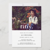 ヴィンテージプレイド50誕生日写真招待状 招待状 (正面)