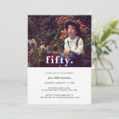 ヴィンテージプレイド50誕生日写真招待状 招待状 (スタンド正面)