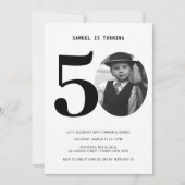 ヴィンテージプレイド50誕生日写真招待状 招待状 (正面)