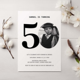 ヴィンテージプレイド50誕生日写真招待状 招待状