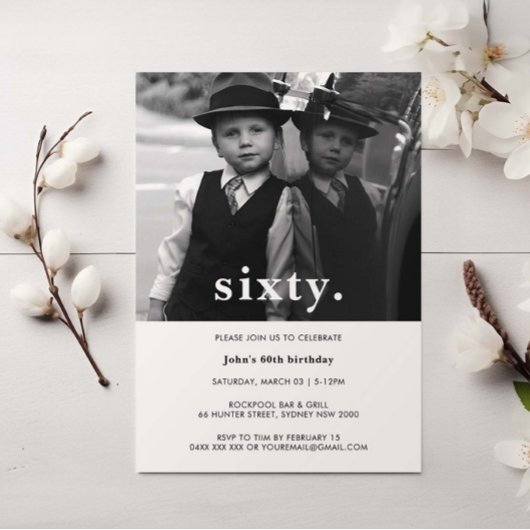 ヴィンテージプレイド60誕生日フォト招待状 招待状